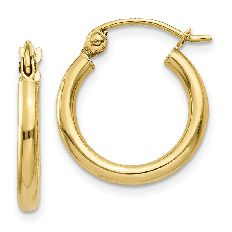 women eco-conscious earrings -10KT Yellow Gold 11X2MM Hoop Earrings