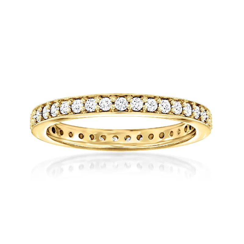 women colored gemstone engagement rings -Ross-Simons Lab-Grown Diamond Eternity Band in 18kt Gold Over Sterling