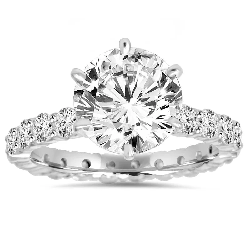 women personalized engagement rings -5.50CT Diamond Eternity Engagement Ring 14K White Gold