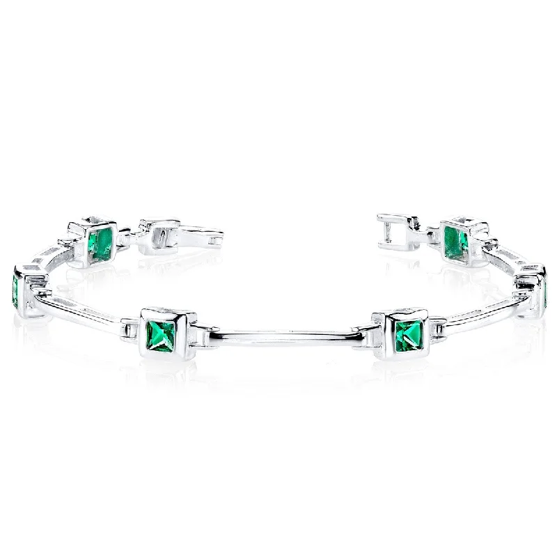 women elegant bracelets -1.5 ct Emerald Tennis Bracelet in Sterling Silver