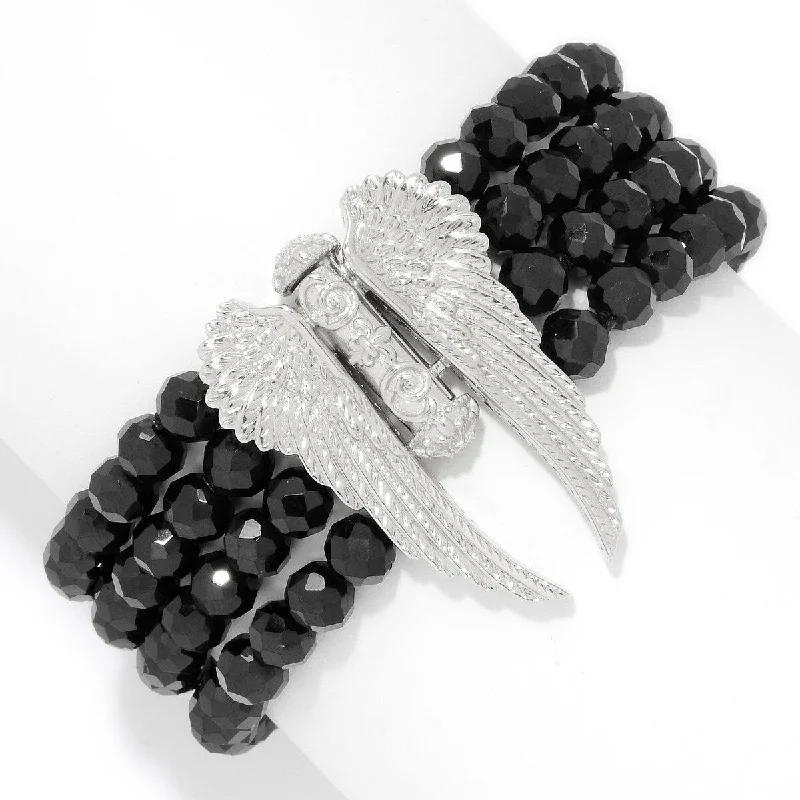 women double bangle bracelets -Dallas Prince Sterling Silver Hematite & Black Spinel Slide Bracelet. Collection: Dallas By Night