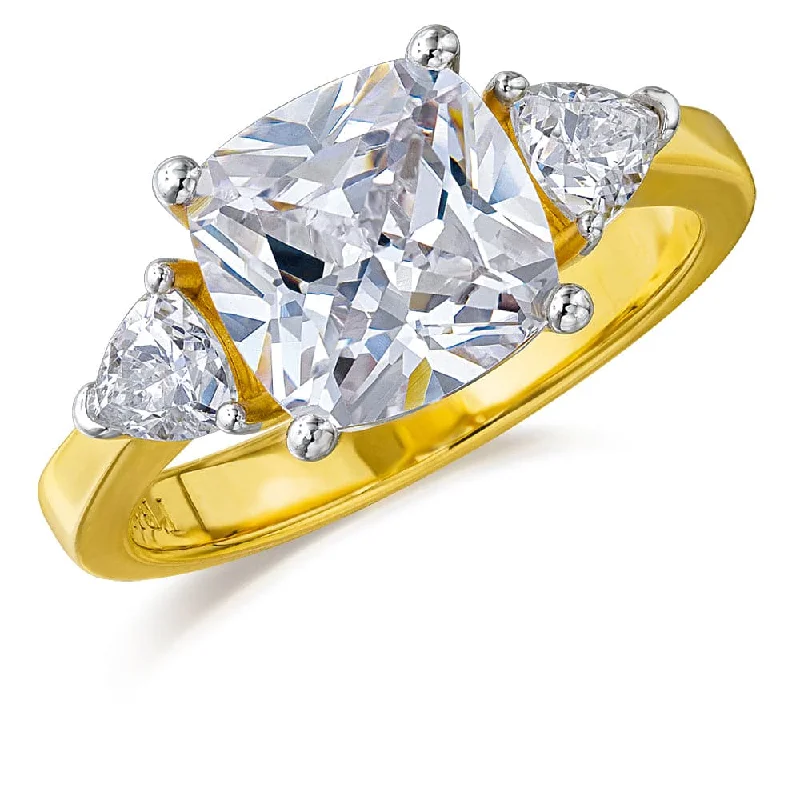 women sparkling rings -Vintage Cushion Cut Trilogy Ring