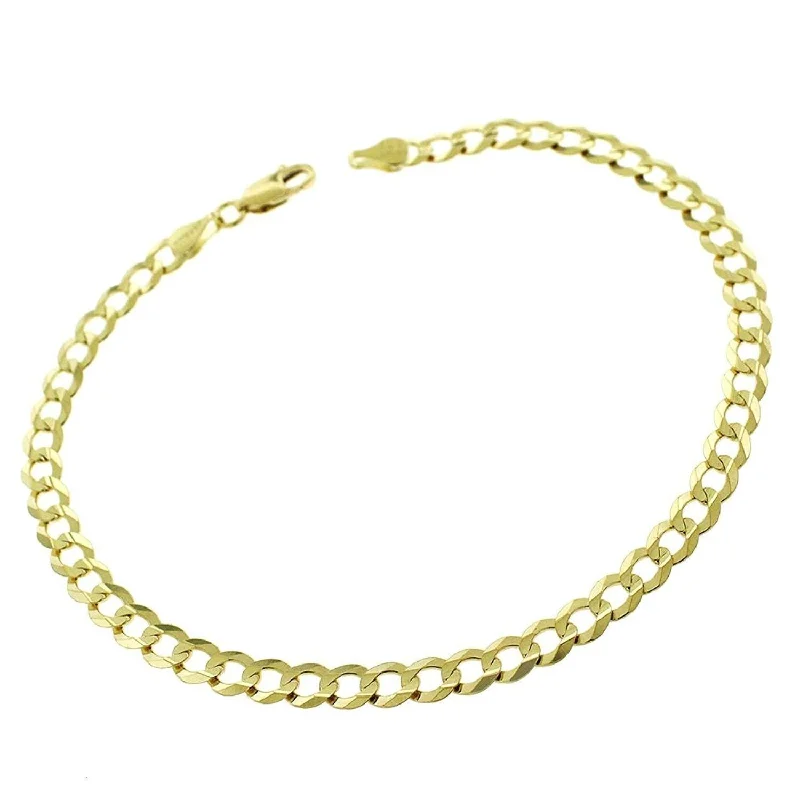 women vibrant bangles -14K Yellow Gold 4.5MM Solid Cuban Curb Link Diamond-Cut Pave Bracelet 8.5", Gold Bracelet for Men & Women, 100% Real 14K Gold