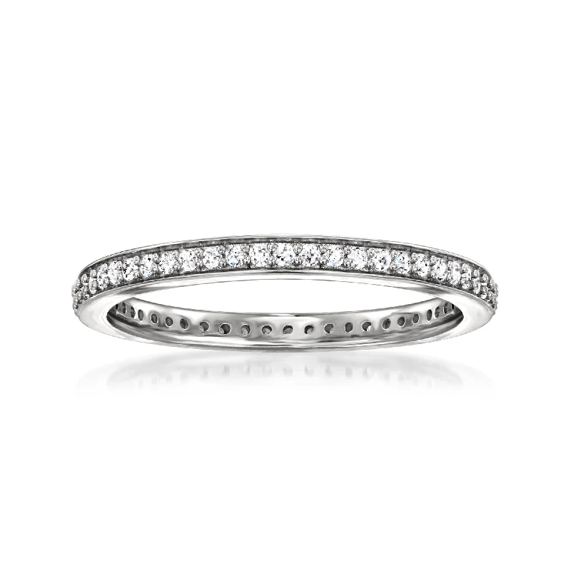 women custom engagement rings -Ross-Simons Lab-Grown Diamond Eternity Band in Sterling Silver