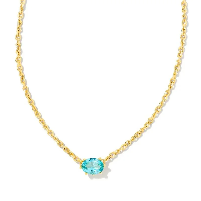 women luxury designer necklaces -Kendra Scott | Cailin Gold Pendant Necklace in Aqua Crystal