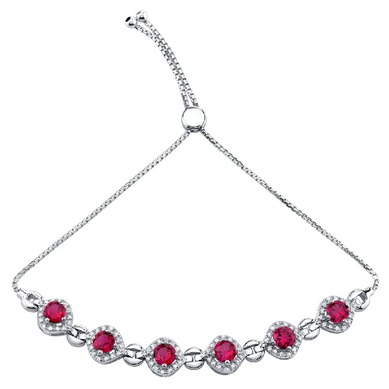 women trendy bracelets -3.75 ct Ruby Adjustable Bracelet in Sterling Silver