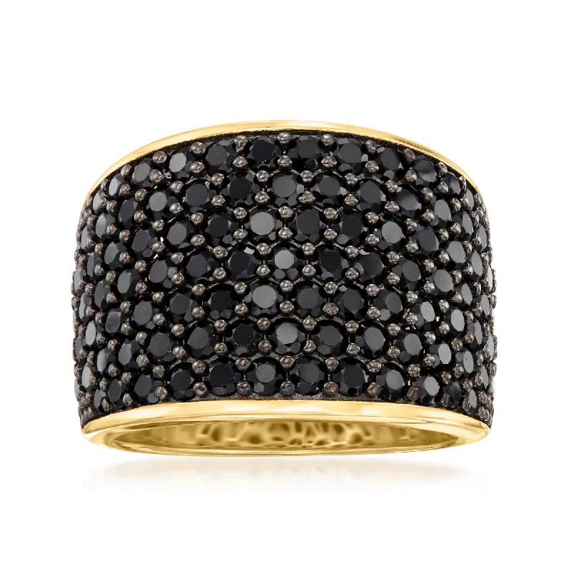 women colored gemstone engagement rings -Ross-Simons Pave Black Spinel Ring in 18kt Gold Over Sterling