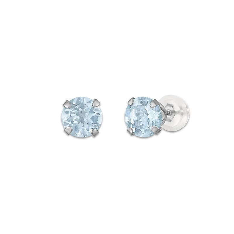 women trendy stud earrings -Blue Spinel Birthstone Stud Earrings in 10KT Gold