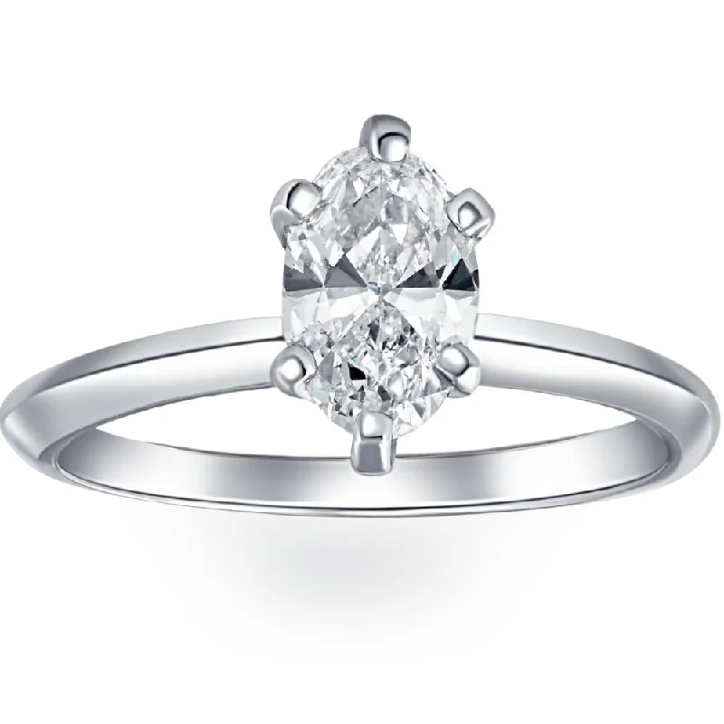 women stacked engagement rings -Certified Platinum 1 Ct Oval Cut Natural Diamond Solitaire Engagement Ring G/SI1