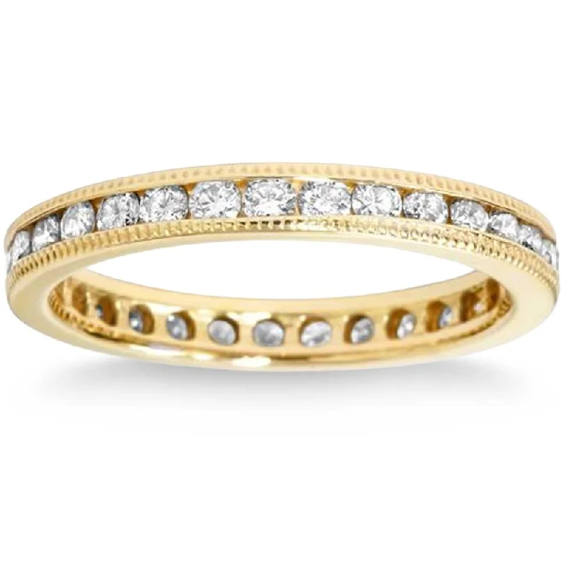 women three-stone engagement rings -1ct Channel Set Diamond Eternity Ring 14K Yellow Gold