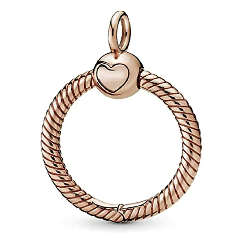 women chic necklaces -Rose Gold Moments O Charm Bead Pendant Carrier for Necklaces