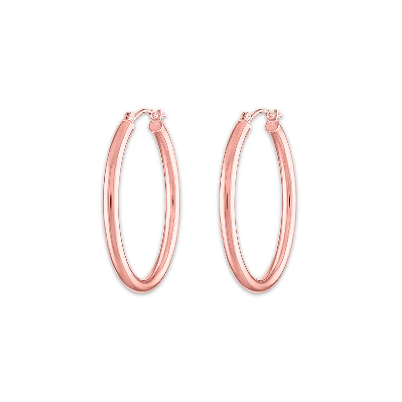 women silver earrings -10KT Rose Gold 2.5X25MM Hoop Earrings