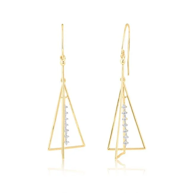 women luxury earrings for women -1/10 CTW Diamond Drop & Dangle Earrings in 10KT Yellow Gold