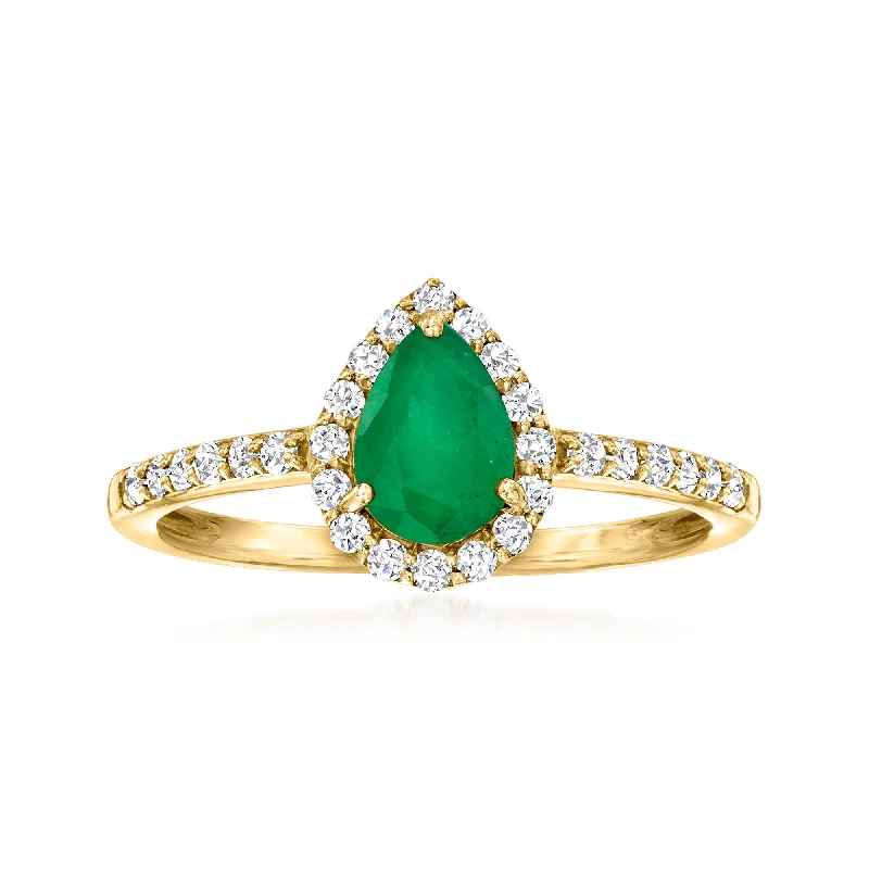 women diamond engagement rings -Ross-Simons Emerald and . Diamond Ring in 18kt Gold