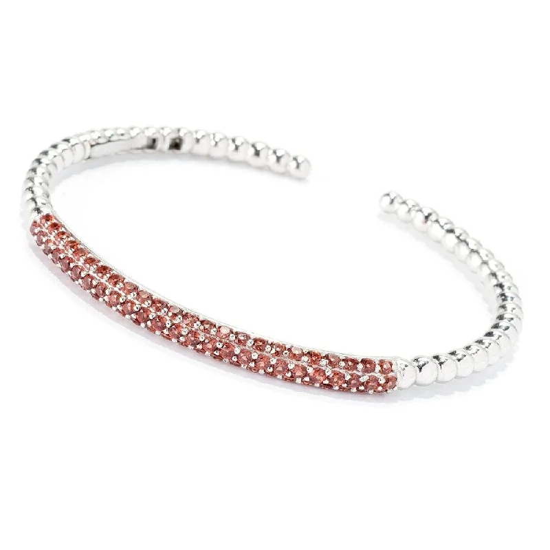 women luxury bracelets -Sterling Silver Red Garnet Bracelet Size-7.25