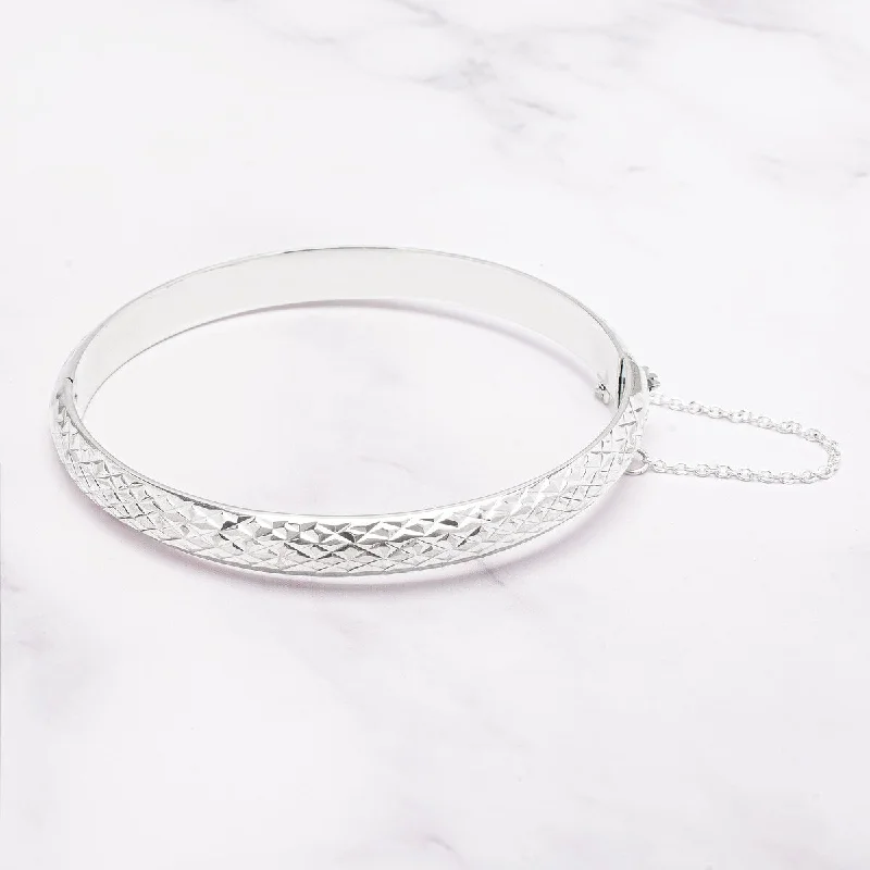 women chunky bracelets -Victoria Townsend .925 Sterling Silver Crystal Cut Bangle Bracelet