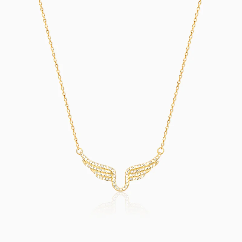 women modern necklaces -Golden Studded Fluttering Necklace