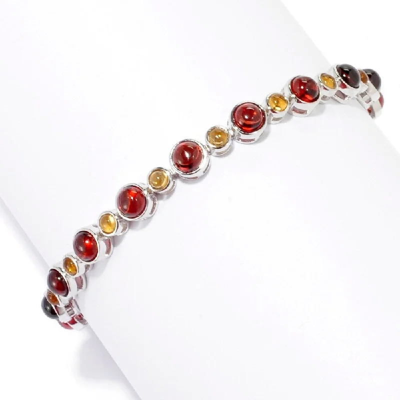 women luxury bracelets -Sterling Silver 7.5" Round Multi Gemstone Line Bracelet