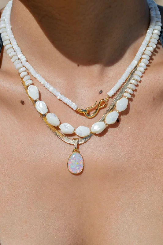 women gold bar necklaces -Mother of Pearl Pikake Necklace - Mauloa