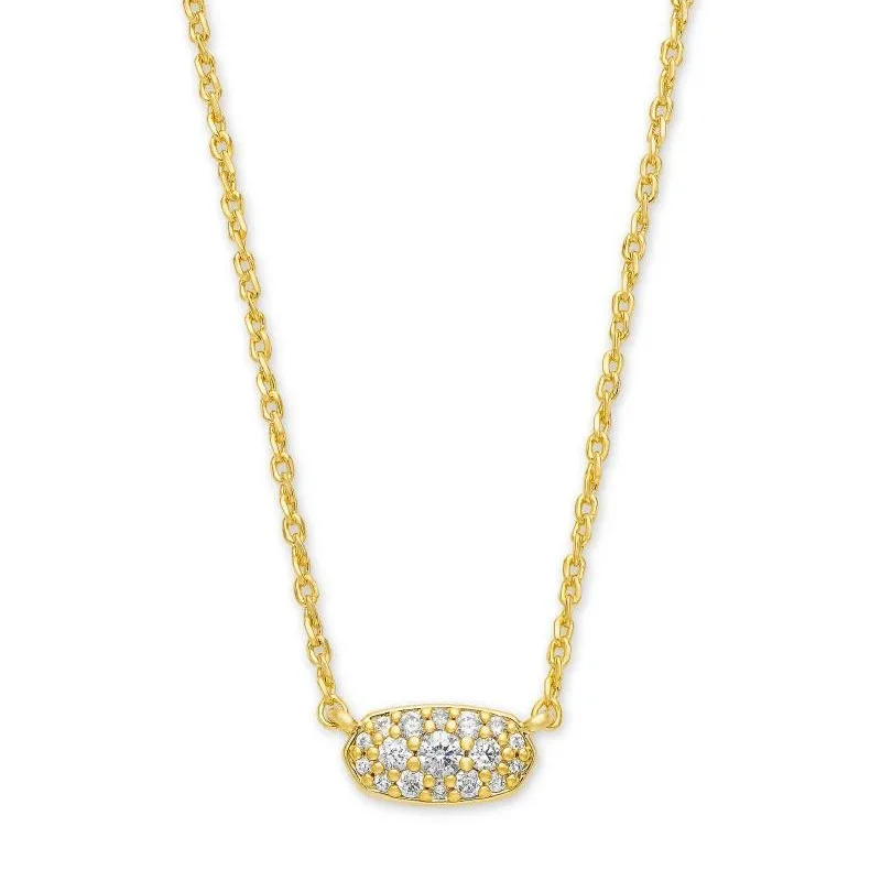 women custom name necklaces -Kendra Scott | Grayson Gold Pendant Necklace in White Crystal