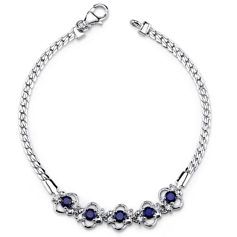 women leather bracelets -1.5 ct Sapphire Tennis Bracelet in Sterling Silver