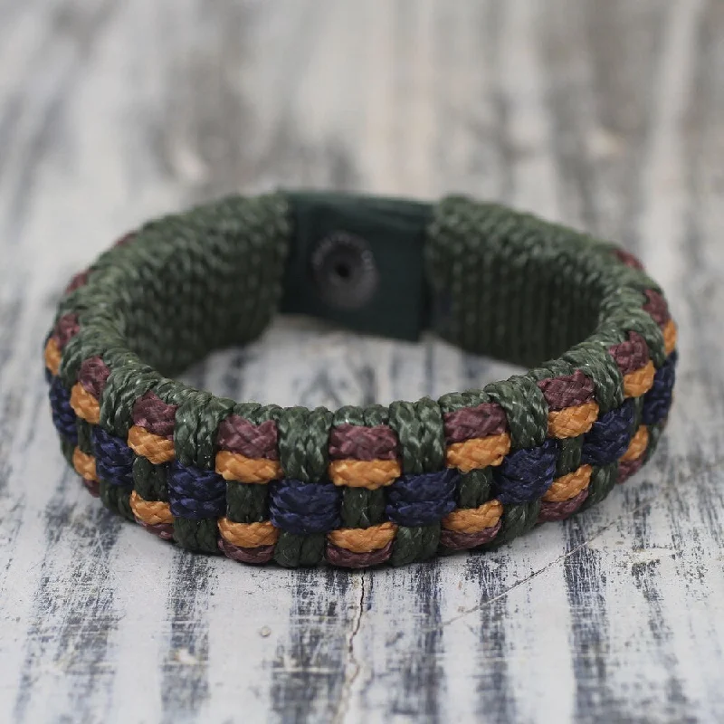 women high-quality bracelets -Handmade Men's Recycled 'Green Ananse Web' Bracelet (Ghana)