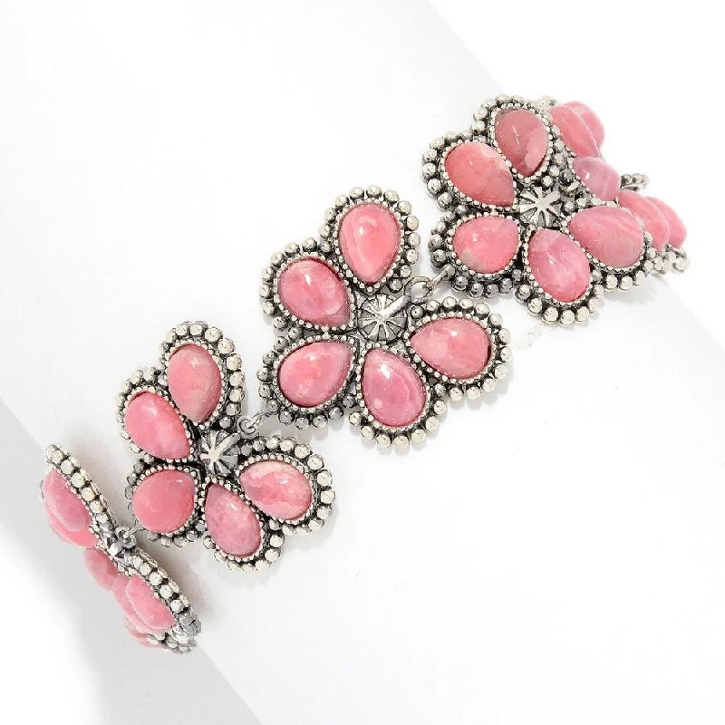 women tennis bracelets -925 Sterling Silver Rhodochrosite Adjustable Bracelet