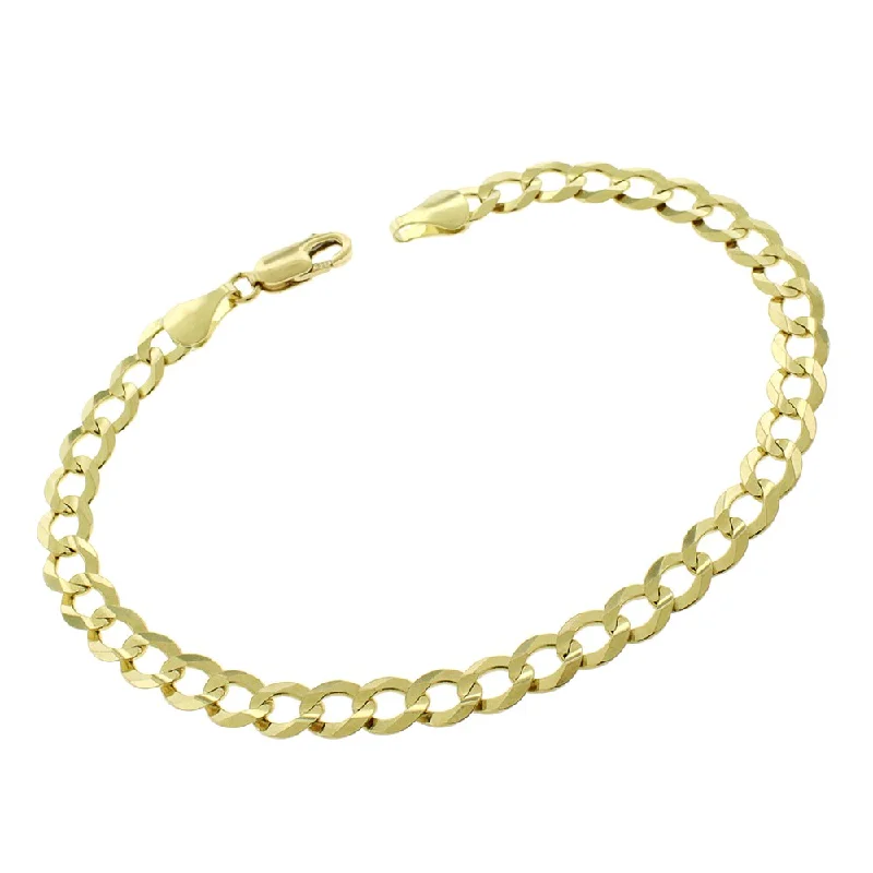 women gemstone bangles -10k Yellow Gold 5.5mm Solid Cuban Curb Link 8-inch Bracelet Chain