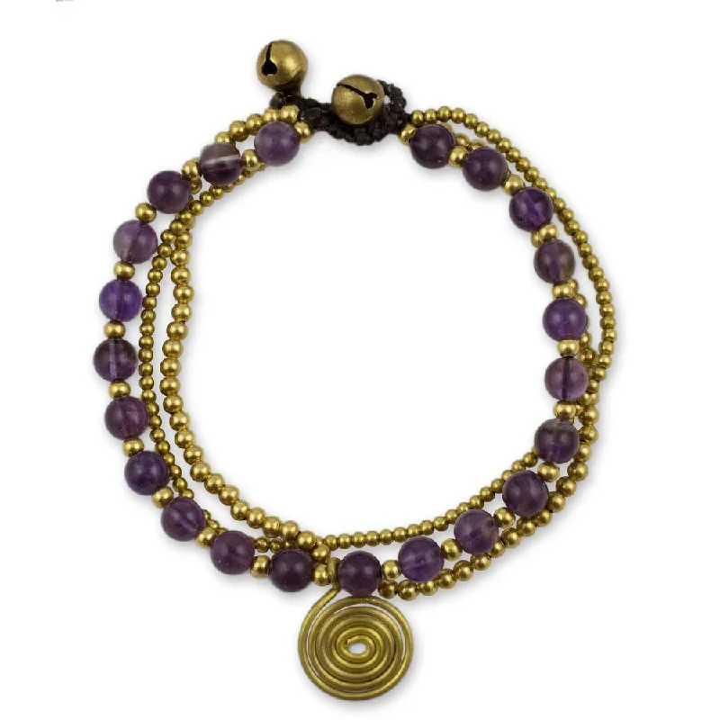 women bangles -Handmade Brass 'Daydreams' Amethyst Bracelet (Thailand)