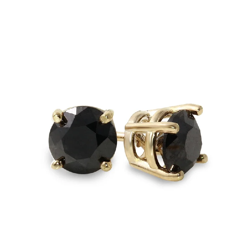 women fashion earrings -10K Yellow Gold 5/8 CTW Rd Black Diamond Stud Earrings