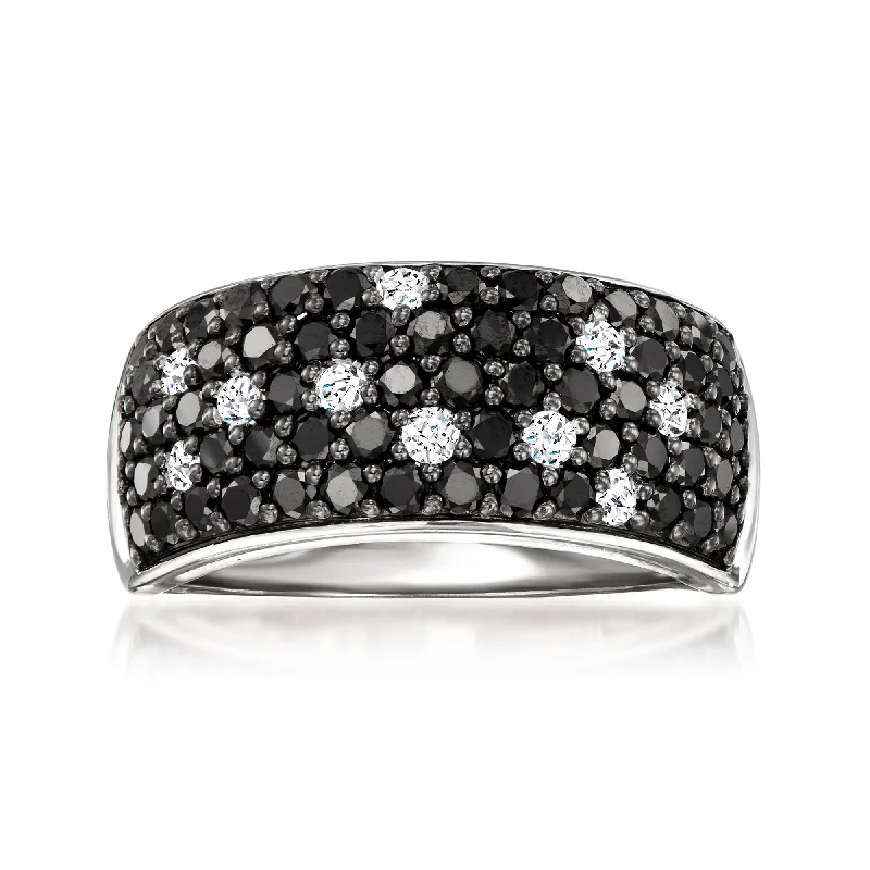 women ruby engagement rings -Ross-Simons Black and White Diamond Ring in Sterling Silver