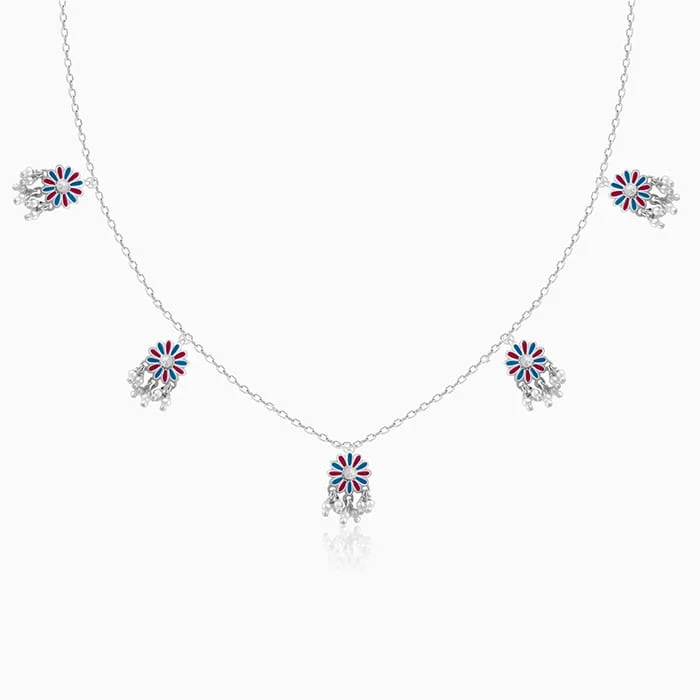 women bridal necklaces -Oxidised Silver Millefleur Necklace