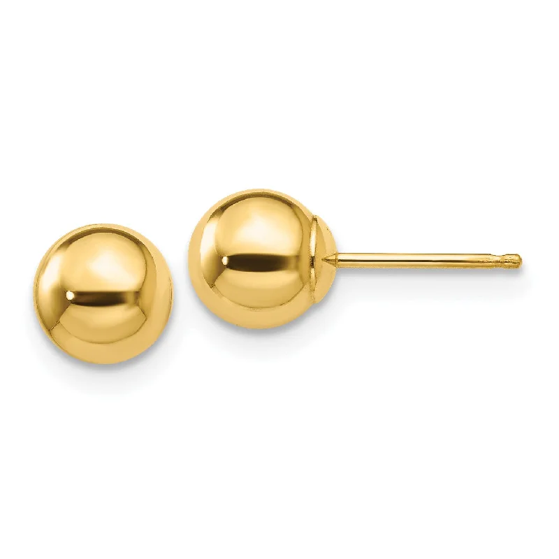 women pearl stud earrings -14KT Yellow Gold 6MM Ball Stud Earrings