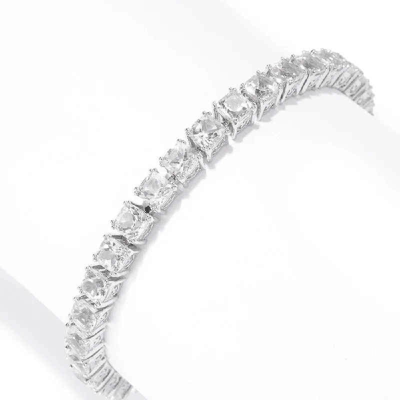 women minimalistic bangles -925 Sterling Silver White Topaz Tennis Bracelet