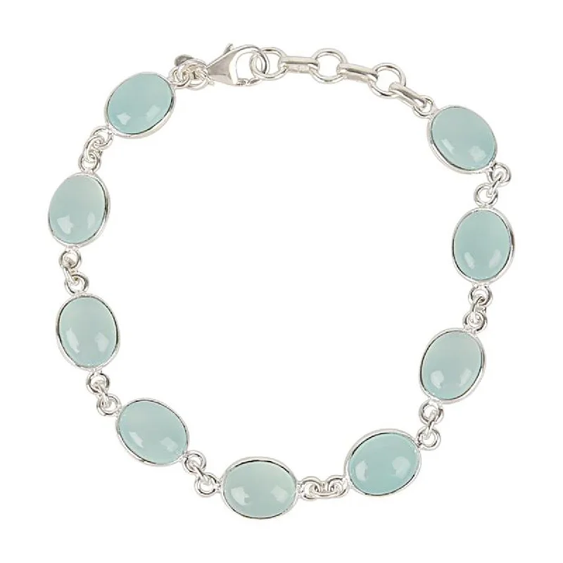 women sparkling bracelets -925 Sterling Silver Aqua Chalcedony Bracelet