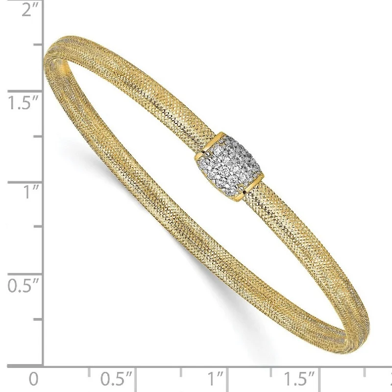 women cuff bracelets -Curata 14k Yellow Gold Cubic Zirconia StretchSlip On Bangle Bracelet