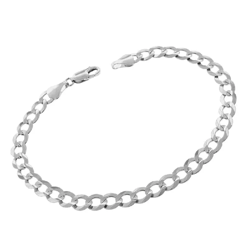 women high-quality bracelets -14k White Gold 5.5mm Solid Cuban Curb Link Bracelet Chain 7", 8.5"