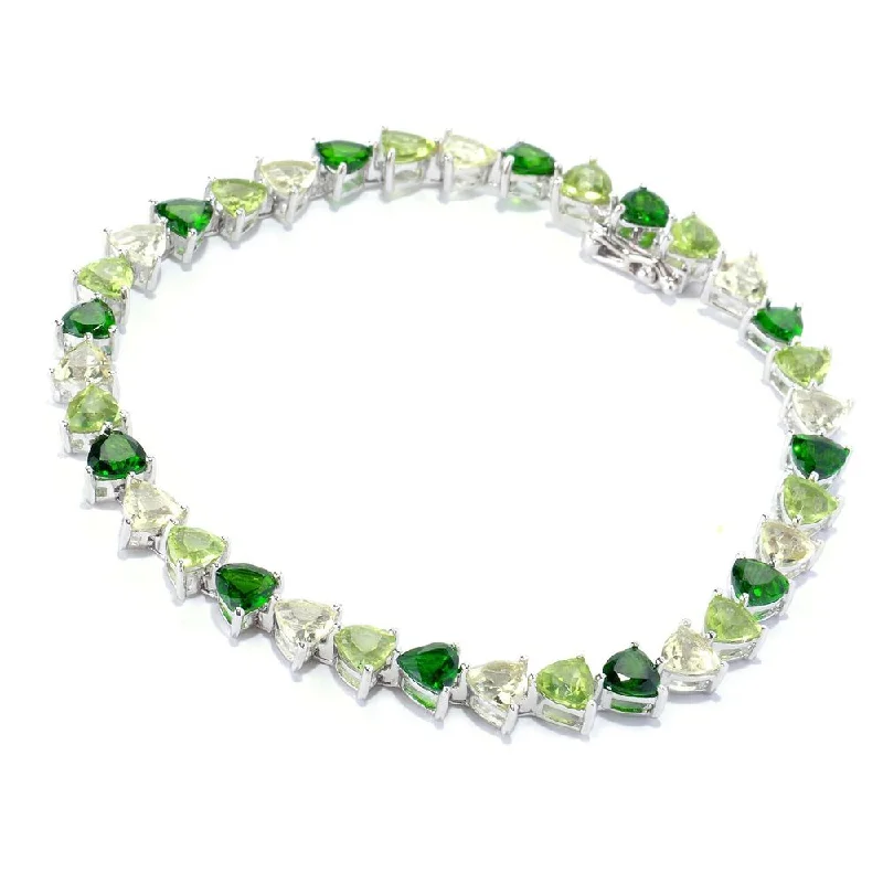 women stylish bracelets -Sterling Silver 15 1/3ct TGW Green Multi-gemstone Tennis Bracelet