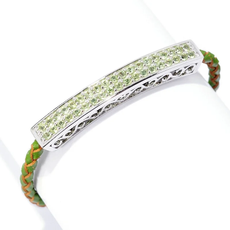 women chic bangle bracelets -925 Sterling Silver Peridot Gemstone Bracelet