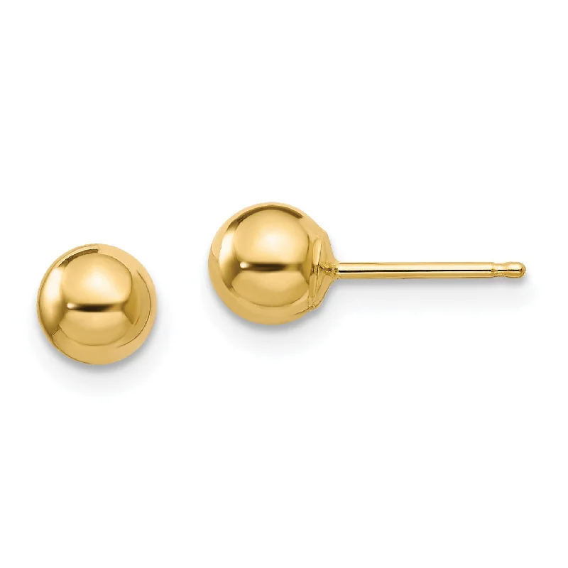 women stud earrings for women -14KT Yellow Gold 5MM Ball Stud Earrings