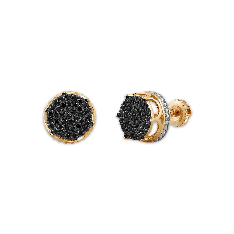 women stud earrings for women -Titan by Adrian Gonzalez 10KT Yellow Gold 1/4 CTW Black Diamond Earrings