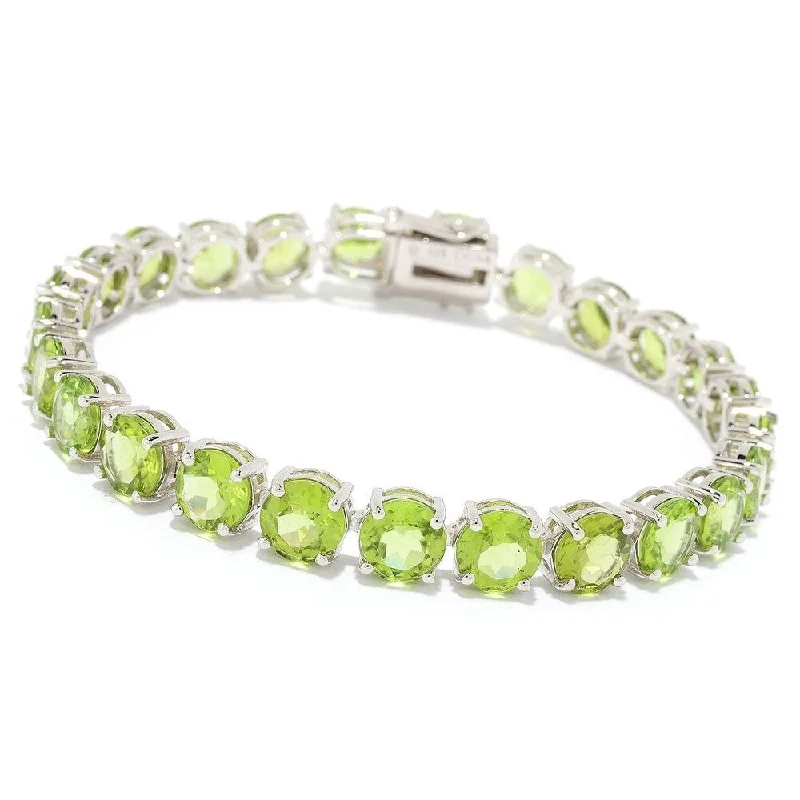 women personalized bangles -Sterling Silver Choice of Length Round Peridot Line Bracelet