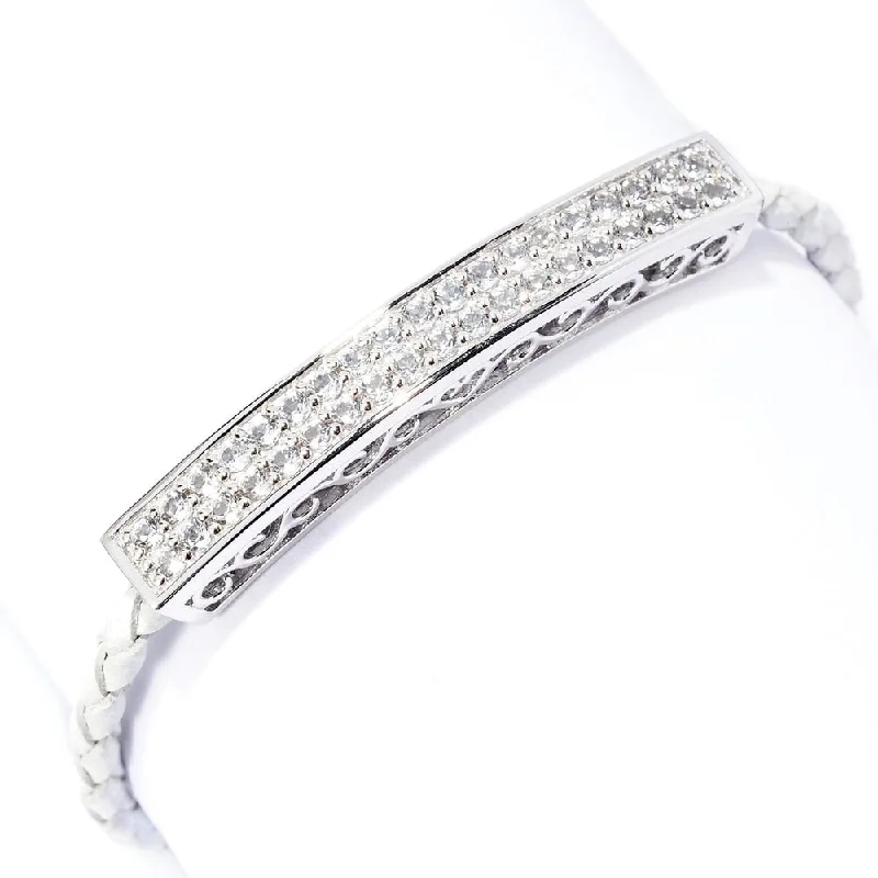 women tennis bangles -Sterling Silver White Topaz Bracelet Size-7.25