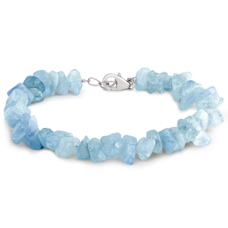 women high-quality bracelets -Sterling Silver Aquamarine Beaded Bracelet