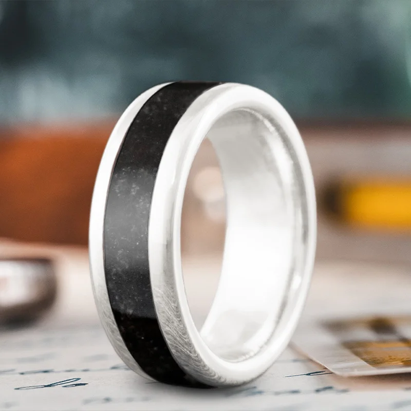 women minimalist wedding bands -Custom Design - Single Inlay Ring 8J01BjW25cZG2joe6KUh20SV