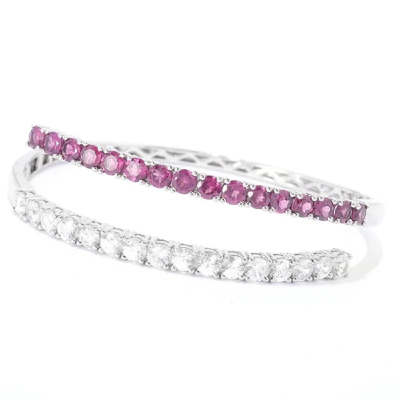 women elegant bracelets -Sterling Silver 10ctw Rhodolite Garnet & White Zircon Bracelet - Red