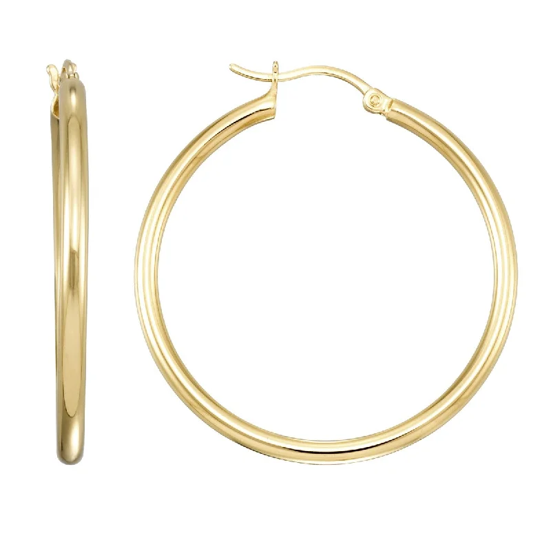 women designer earrings -Simone I Smith Collection 18KT Yellow Gold Plated Sterling Silver 35X2MM Hoop Earrings