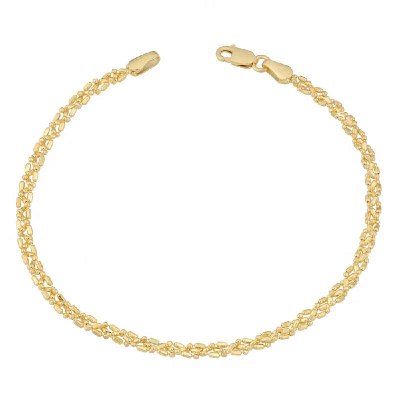 women classic bangles -Fremada 10 Karat Yellow Gold 2.75-mm Braided Alternate Ball and Bar Bracelet (7.5 inch)