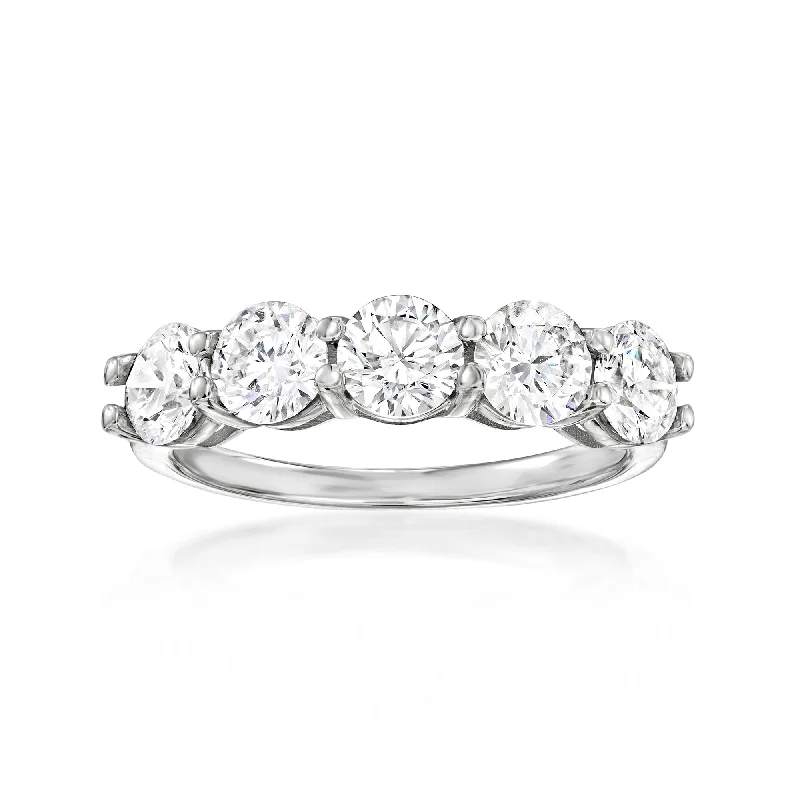 women bold engagement rings -Ross-Simons Lab-Grown Diamond 5-Stone Ring in 14kt White Gold