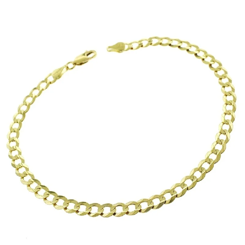 women charm bracelets -10k Yellow Gold 4.5mm Solid Cuban Curb Link Bracelet Chain 8", 8.5"